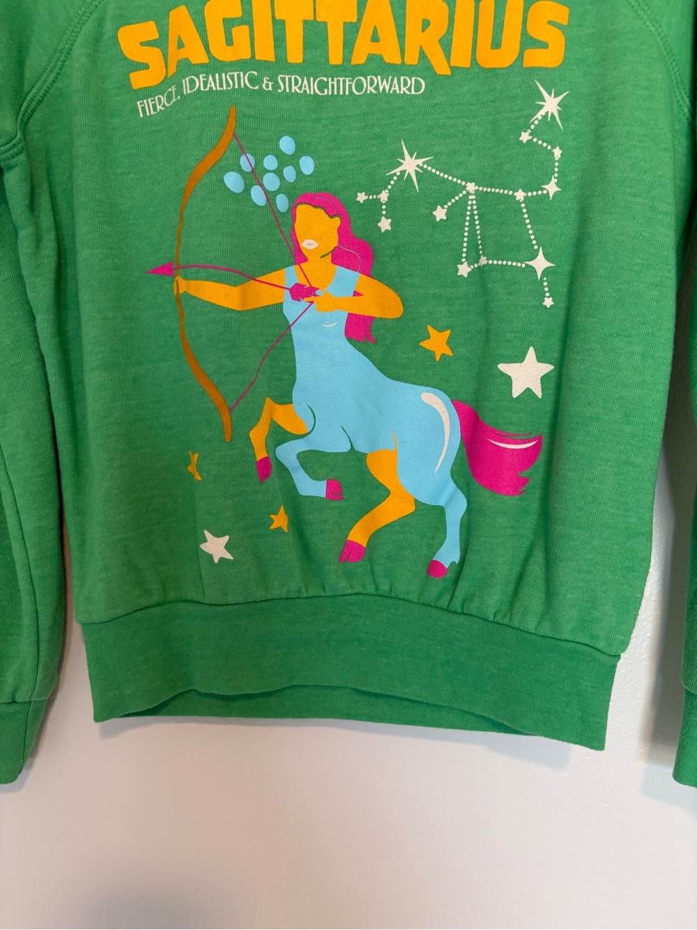 Anthropologie Midnight Rider Carolita Sagittarius Zodiac Sweatshirt Green XXS - Picture 4 of 8
